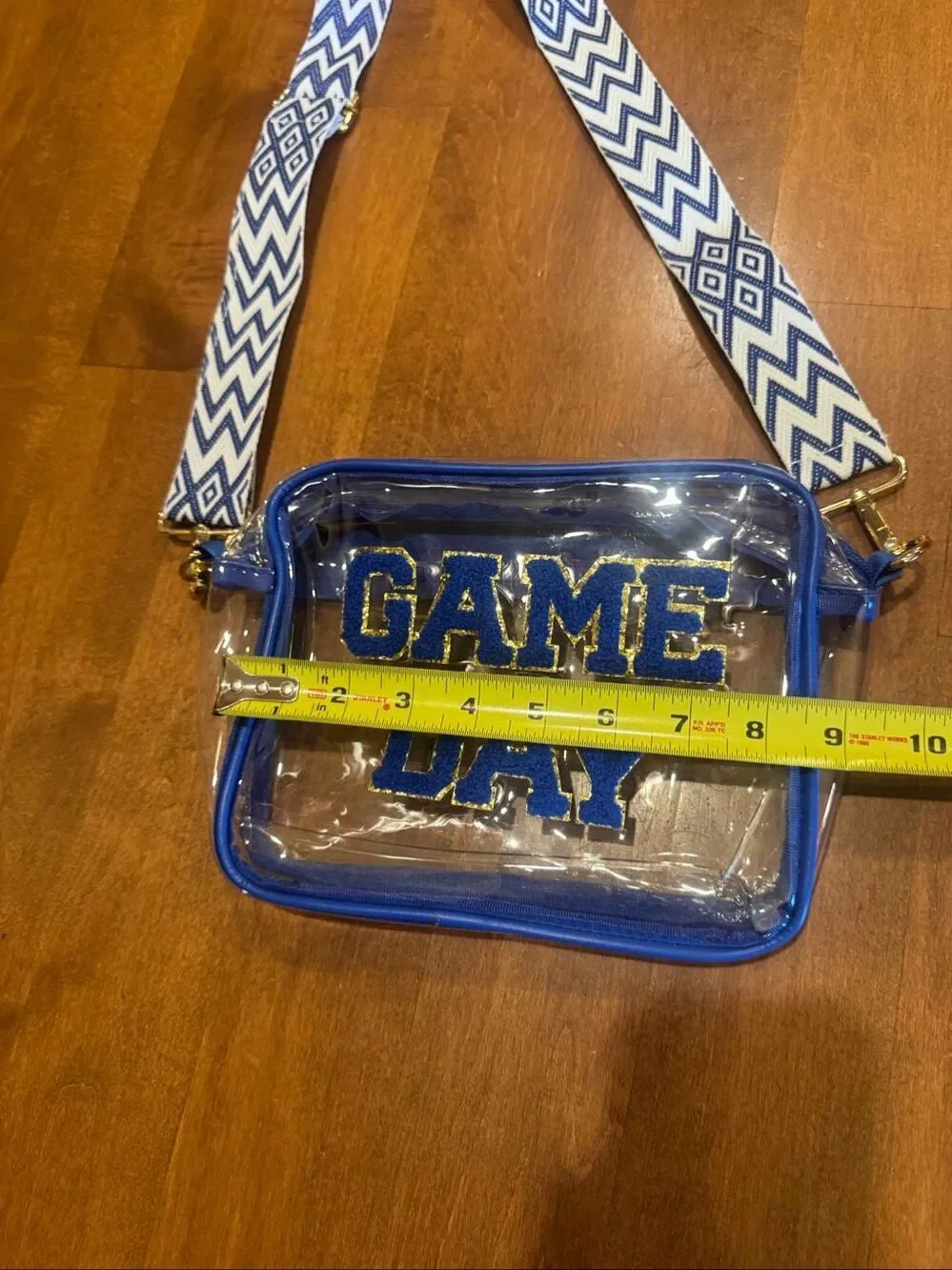 New Clear Game Day Stadium Crossbody Bag Blue Chenille Adjustable Strap Concert